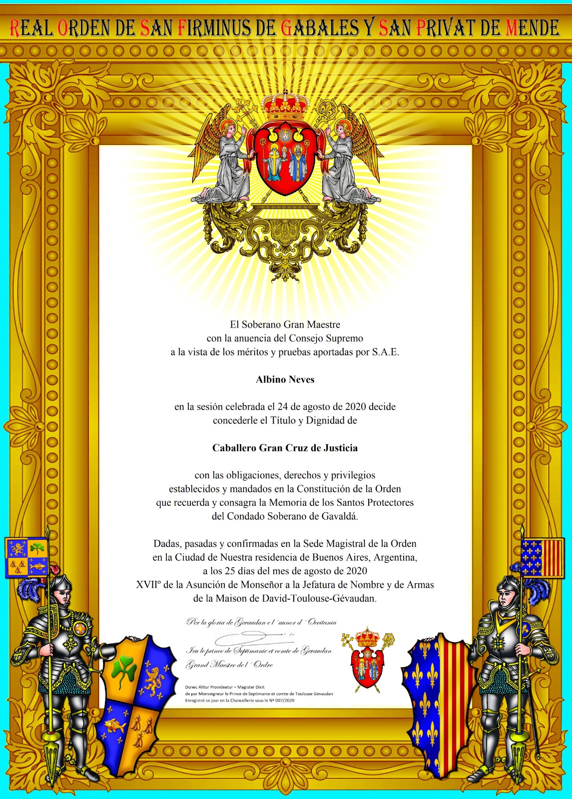 Documento: Caballero Gran Cruz de Justicia