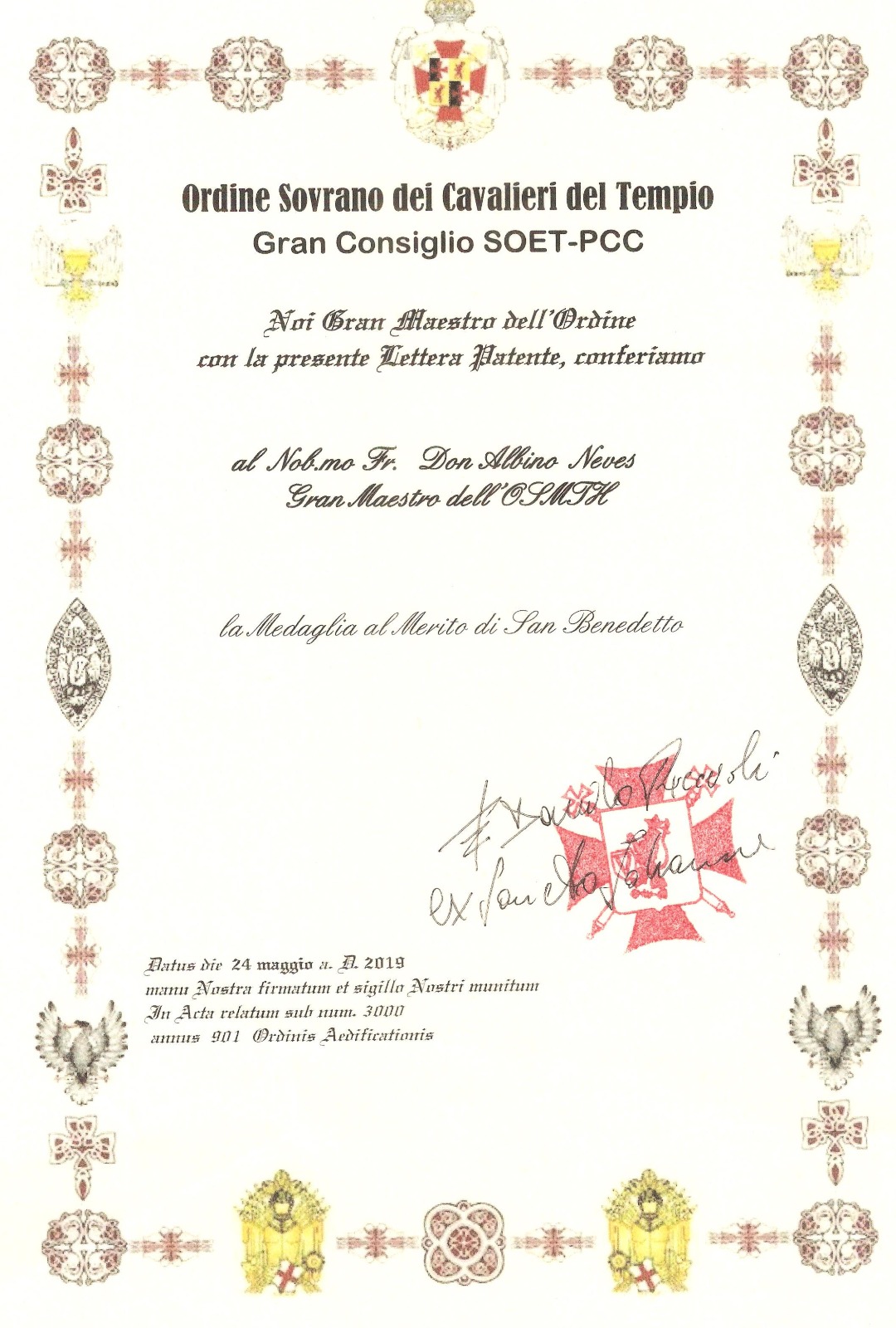 Documento: Medaglia al Merito di San Benedetto
